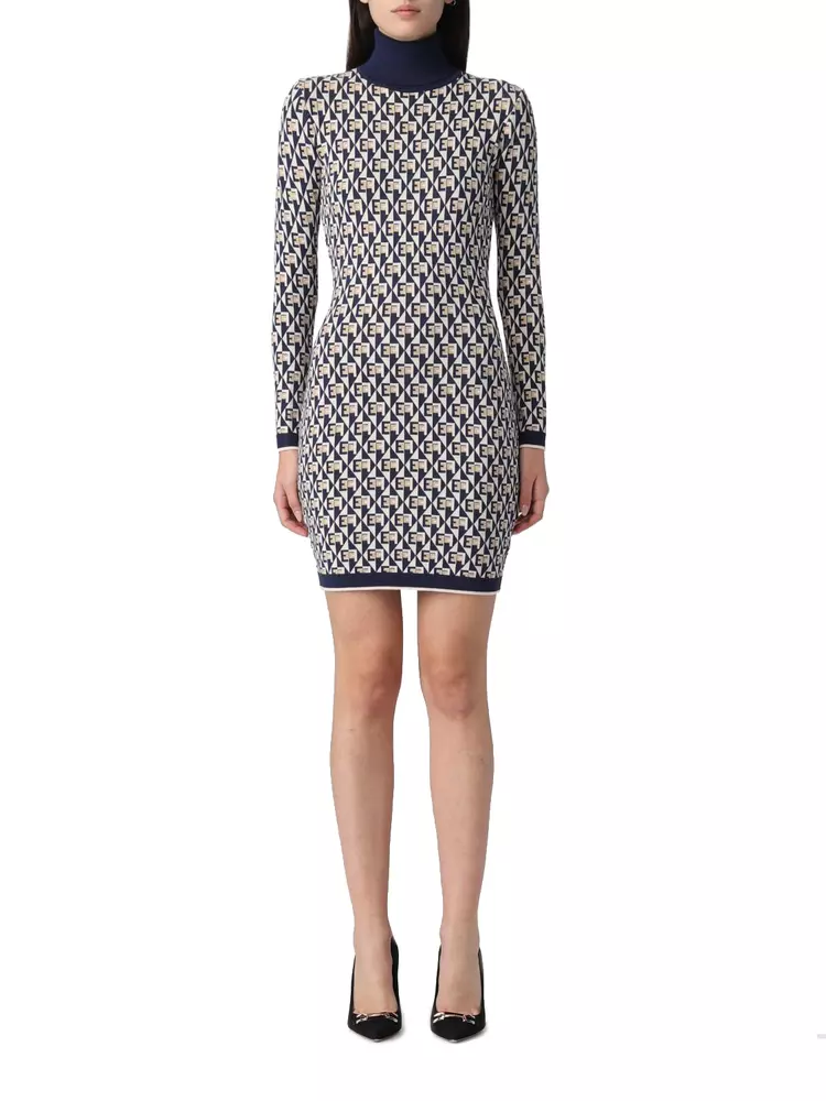 Elisabetta Franchi Women's Sleek Turtleneck Logo Motif Dress
