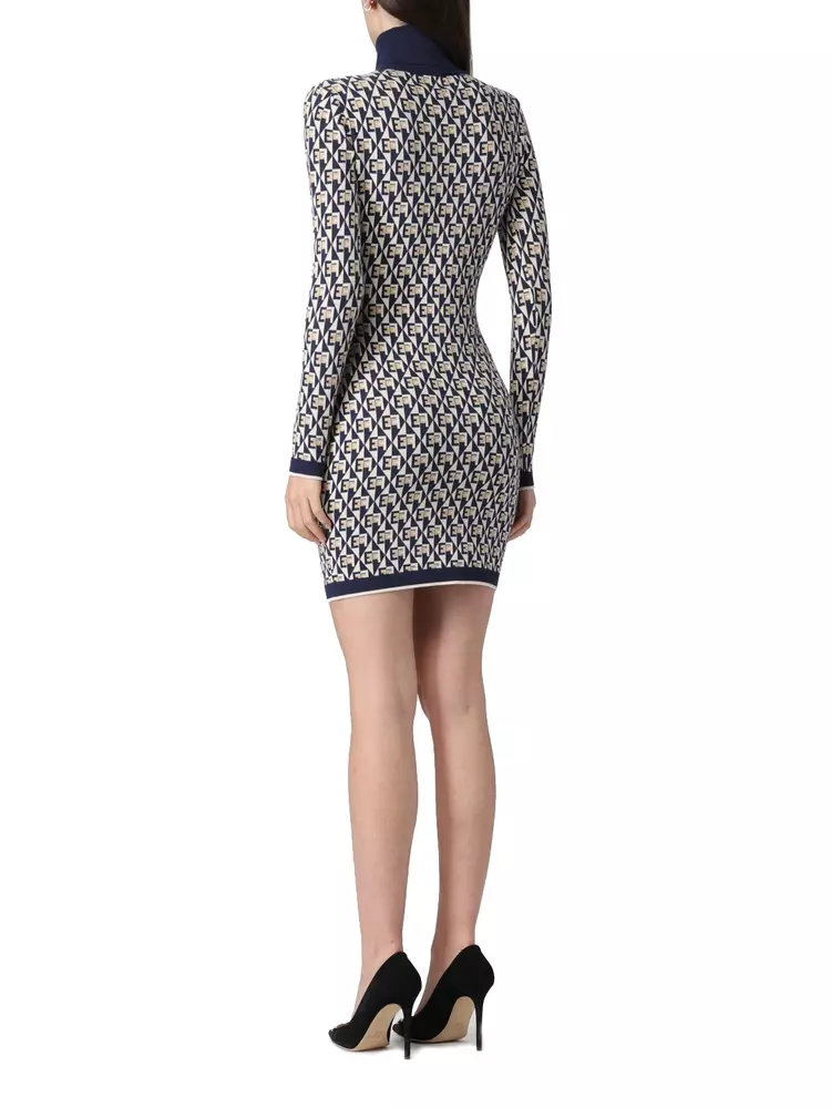 Elisabetta Franchi Women's Sleek Turtleneck Logo Motif Dress