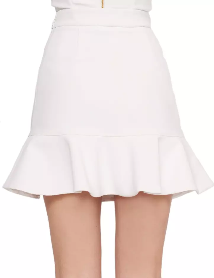 Elisabetta Franchi Women's Chic Flounce Hem Skirt with Gold Chain Detail