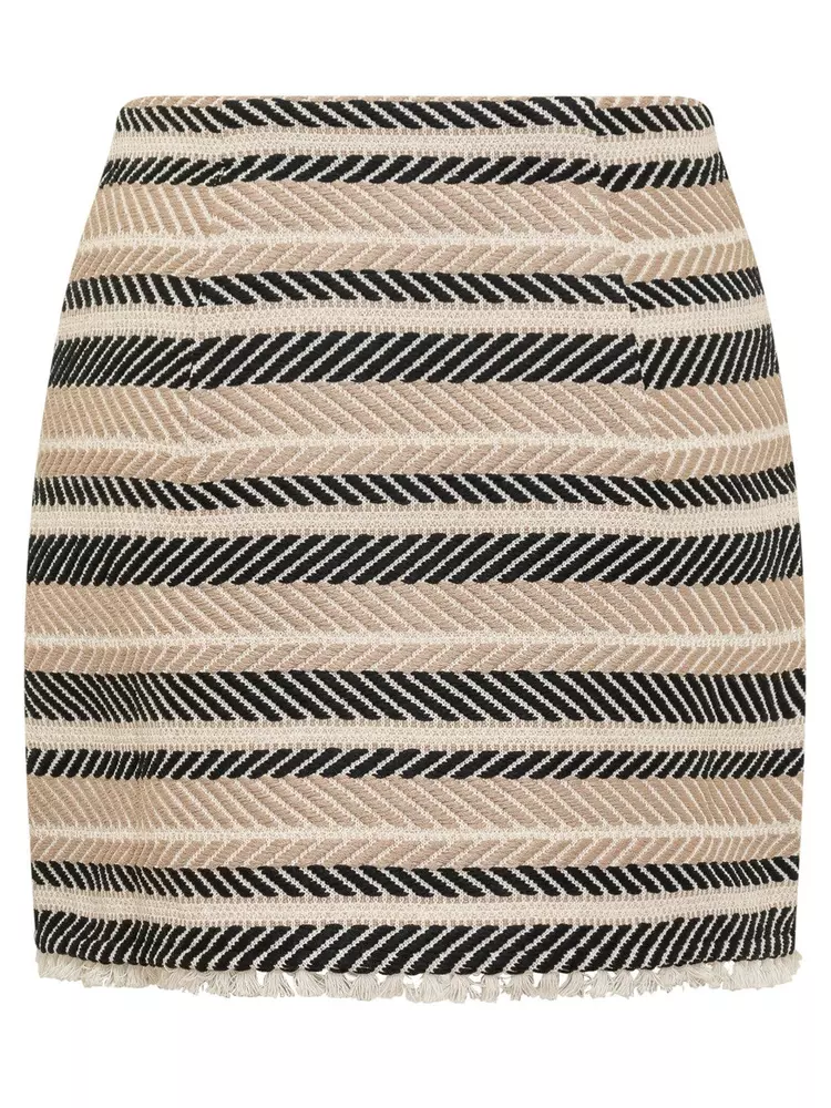 Elisabetta Franchi Women's Chic Herringbone Miniskirt with Tufted Hem