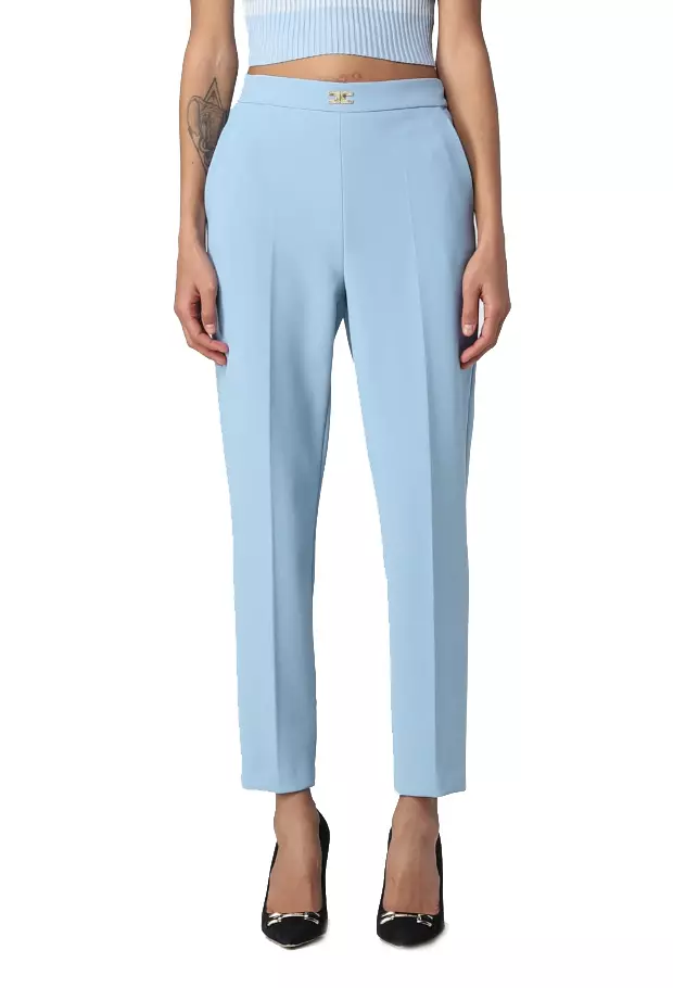 Elisabetta Franchi Women's Chic High-Waisted Stretch Crepe Trousers