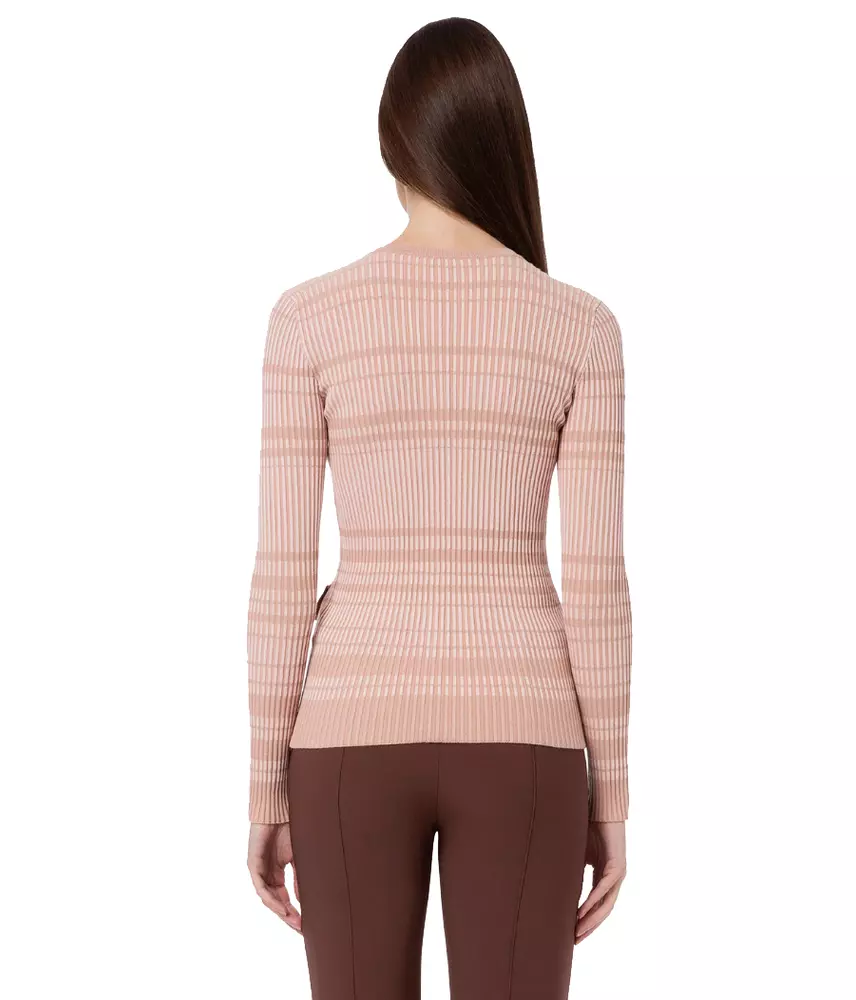 Elisabetta Franchi Women's Chic Ribbed Crew-Neck Cardigan with Golden Accents