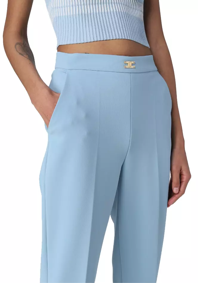 Elisabetta Franchi Women's Chic High-Waisted Stretch Crepe Trousers