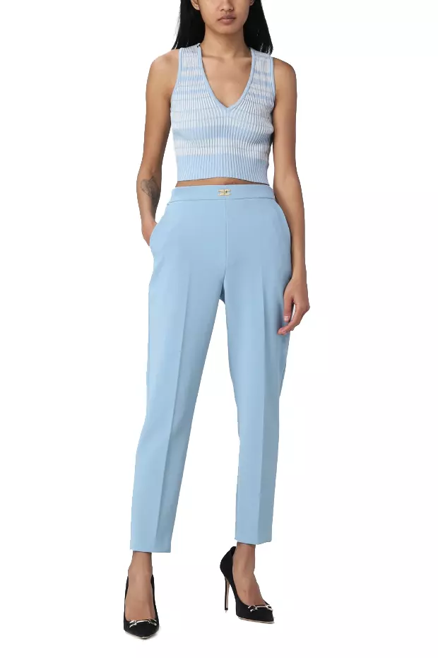 Elisabetta Franchi Women's Chic High-Waisted Stretch Crepe Trousers