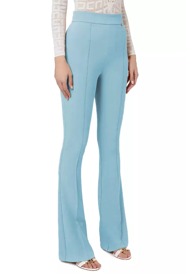 Elisabetta Franchi Women's Elegant Flared Stretch Crepe Trousers