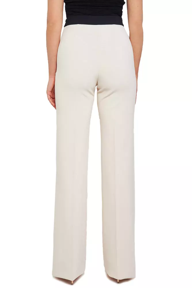 Elisabetta Franchi Women's Elegant Palazzo Trousers with Contrasting Waistband