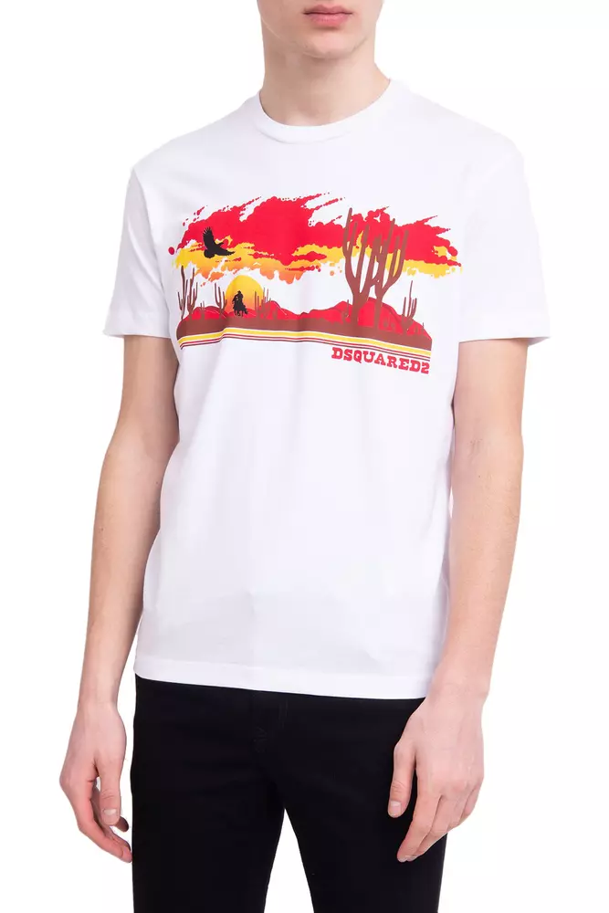 Dsquared² Men's Exclusive White Logo Cotton Tee for Men