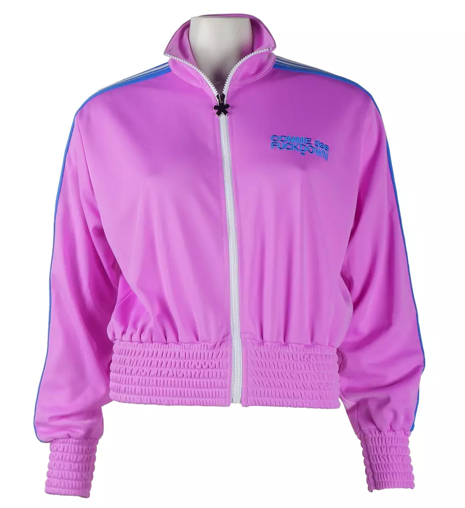 Comme Des Fuckdown Women's Zippered Purple Jacket with Embroidered Logo