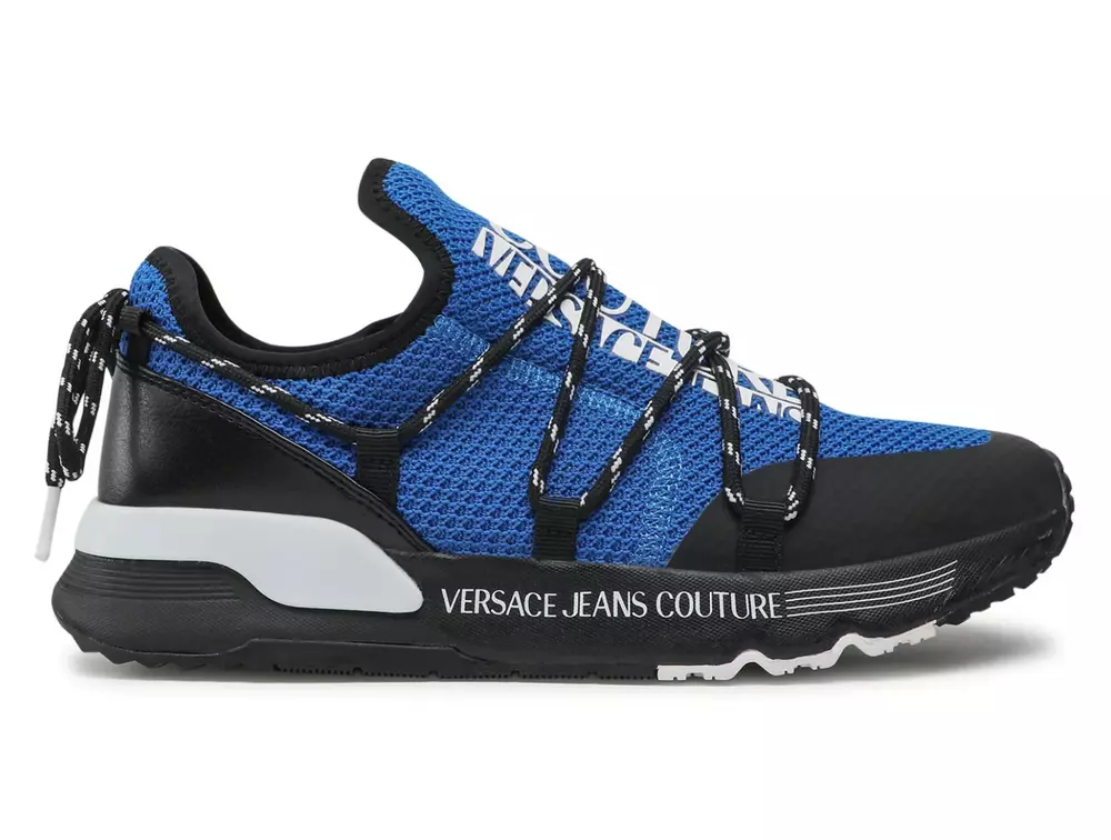 Versace Jeans Men's Elegant Black & Blue Nylon Sneakers