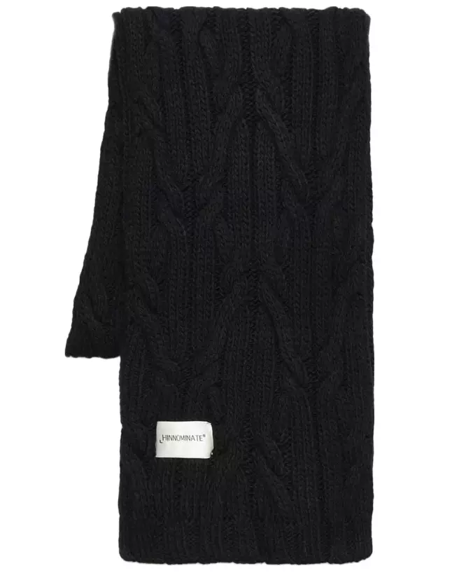 Hinnominate Women's Elegant Black Woven Knit Scarf