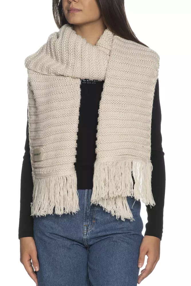 Hinnominate Women's Elegant Long Knit Fringed Scarf