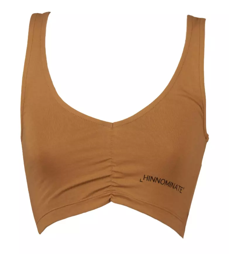 Hinnominate Women's V-Neck Stretch Cotton Top in Brown