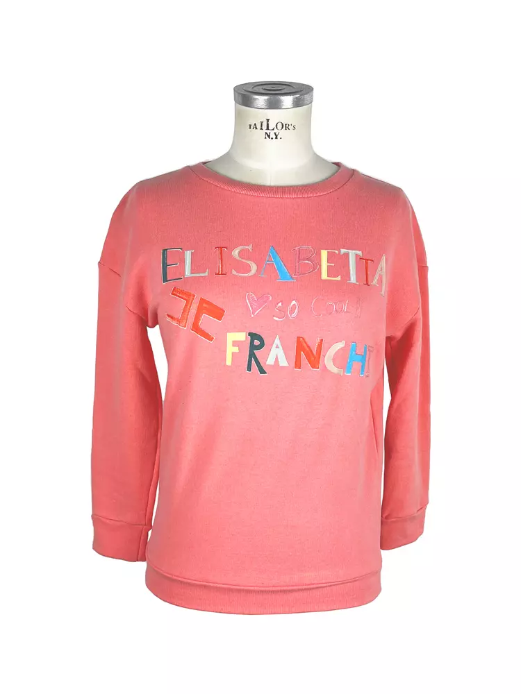 Elisabetta Franchi Women's Peach Pink Cotton Sweatshirt with Front Print