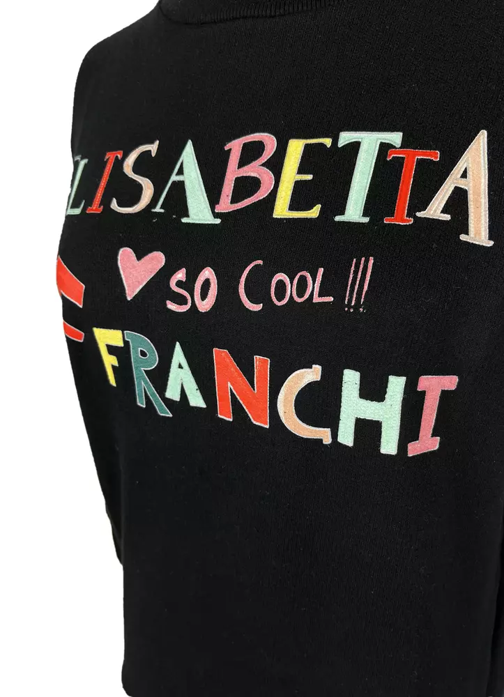 Elisabetta Franchi Women's Chic Black Cotton Sweatshirt with Front Print