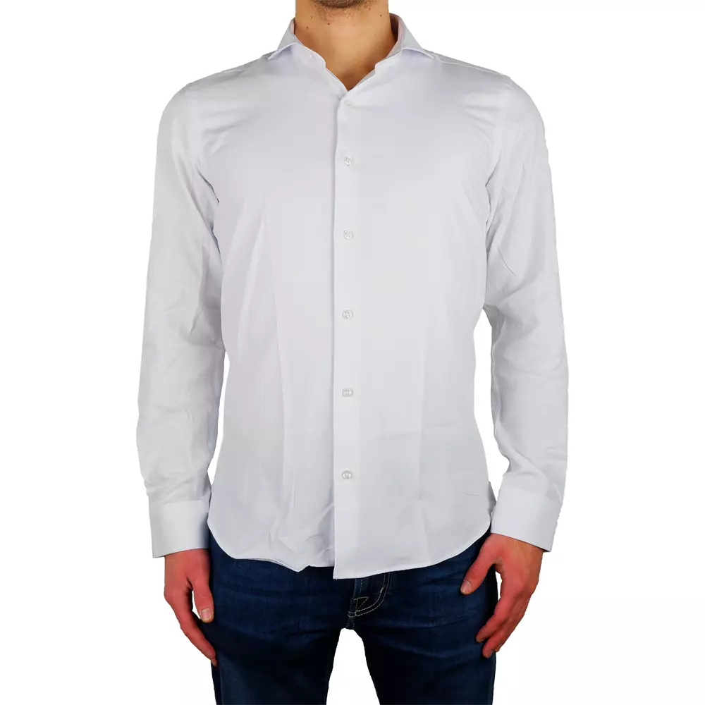 Made in Italy Men's Elegant Milano White Oxford Shirt