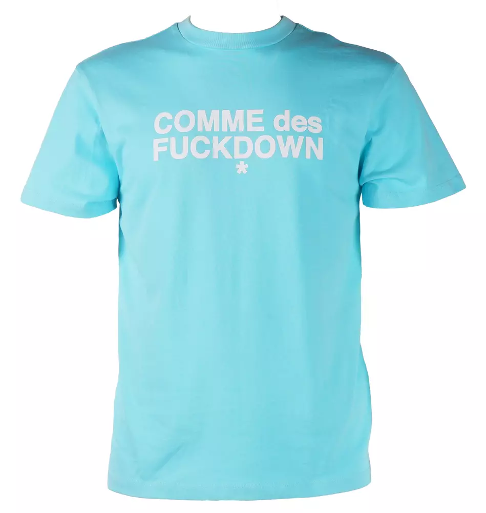 Comme Des Fuckdown Women's Chic Light Blue Logo Tee for Trendsetters