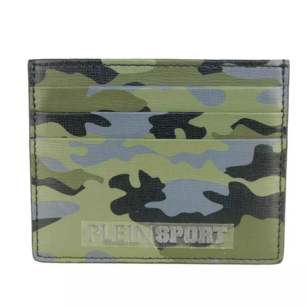 Plein Sport Men's Camo Calf Leather Card Holder