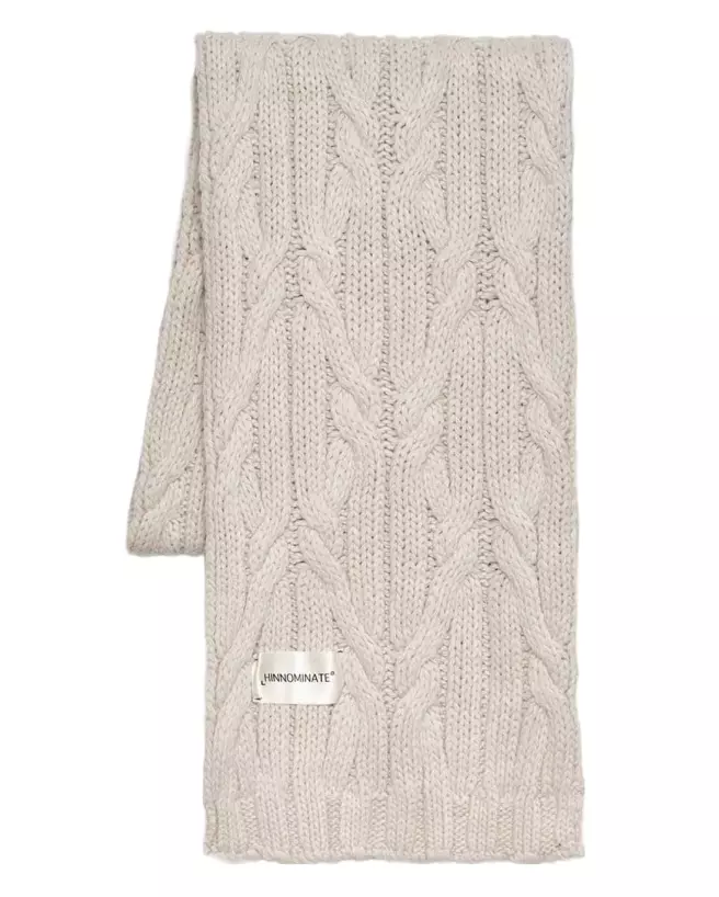 Hinnominate Women's Thick Woven Knit Designer Scarf in White