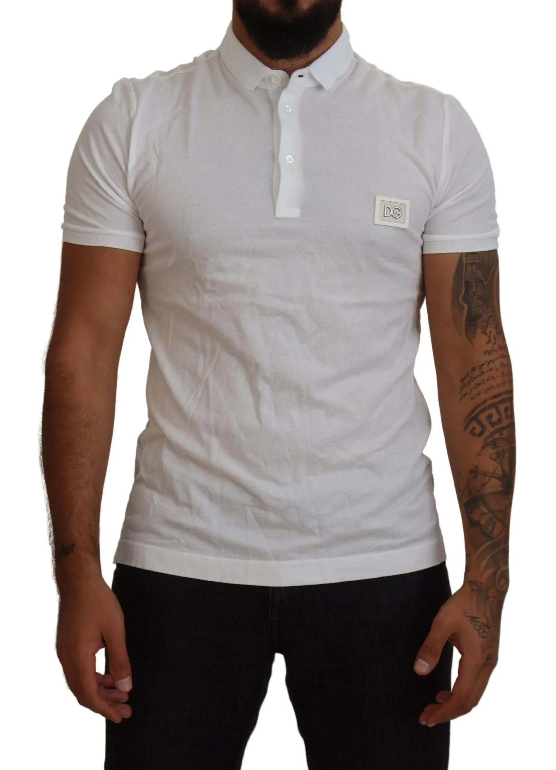 Dolce & Gabbana Men's Exquisite White Cotton Polo T-Shirt