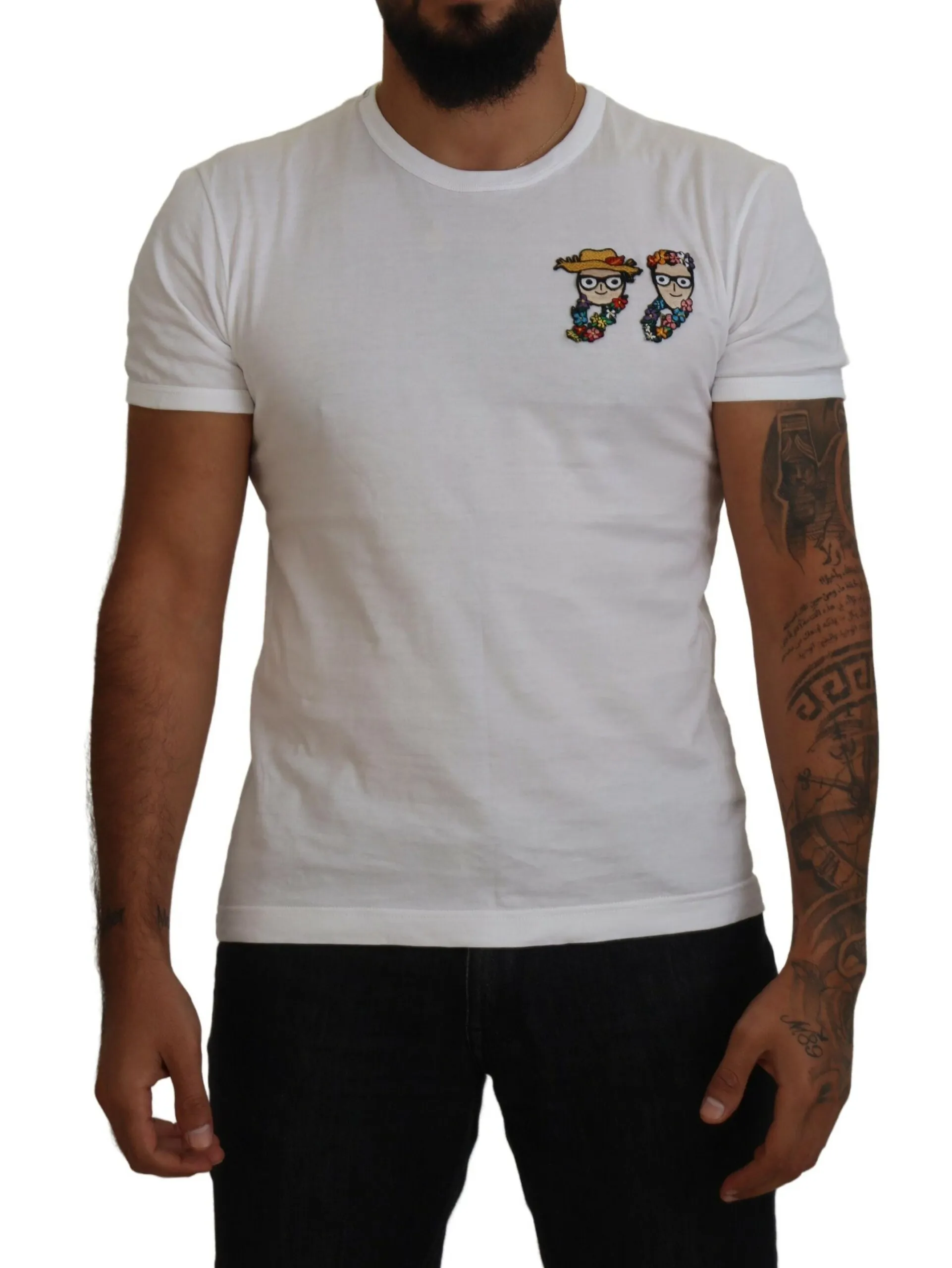 Dolce & Gabbana Men's Elegant White Cotton Tee with #DGFamily Logo