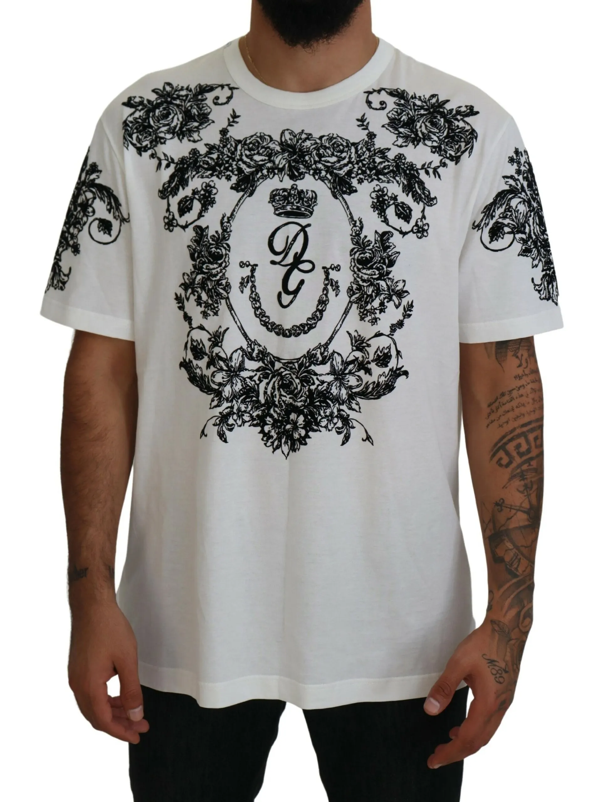 Dolce & Gabbana Men's Elegant White Crew Neck Cotton Tee