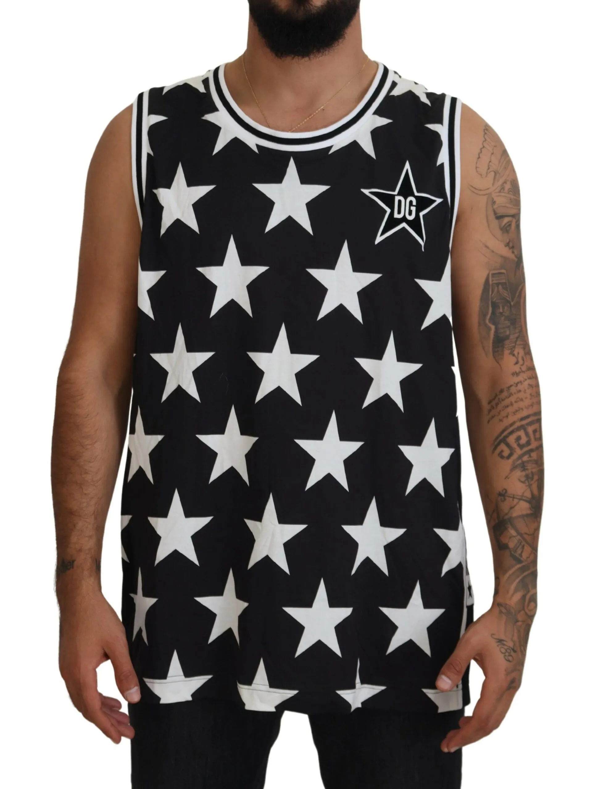 Dolce & Gabbana Men's Italian Designer Crew Neck Star Print Tee