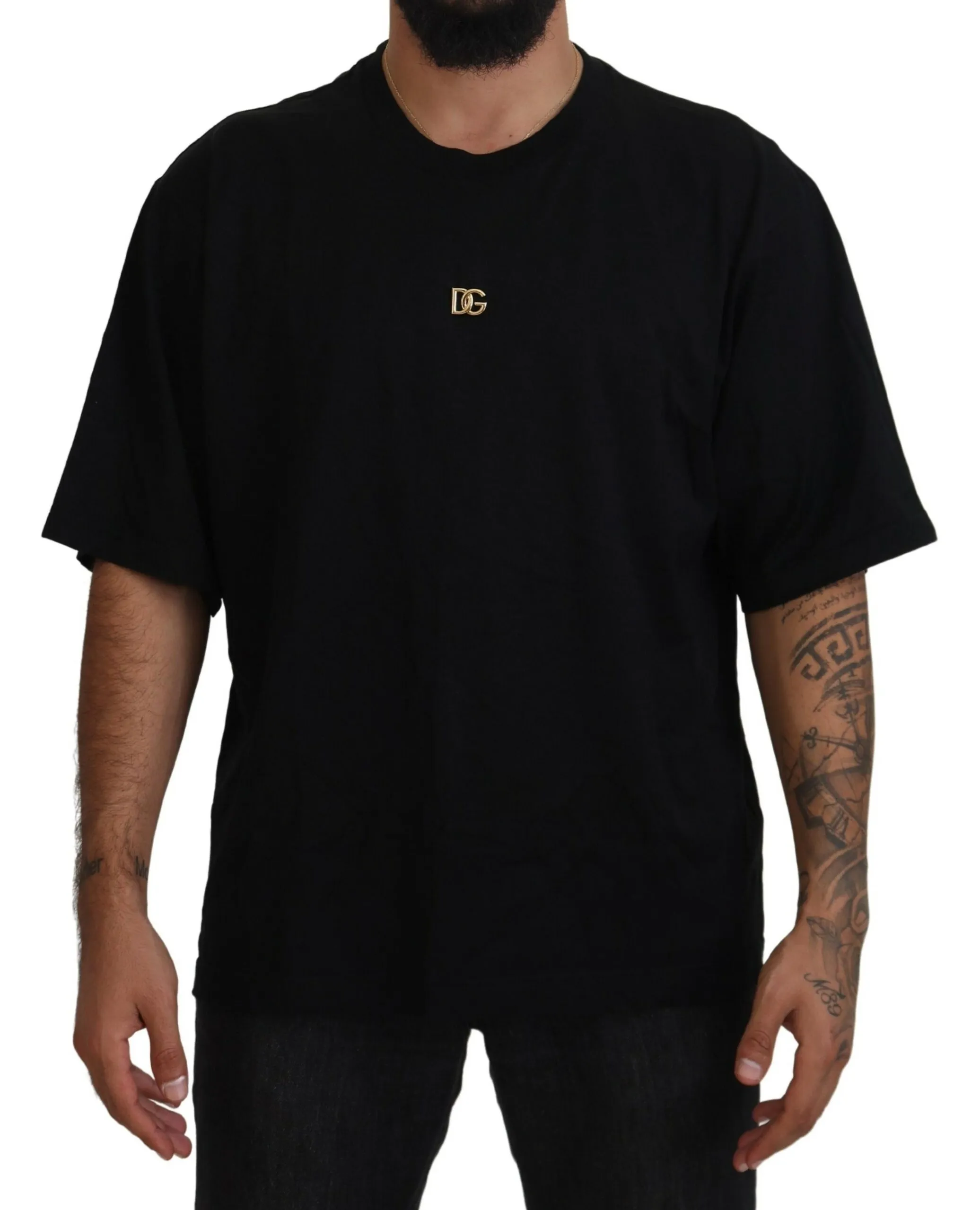 Dolce & Gabbana Men's Elegant Gold Logo Crewneck Tee