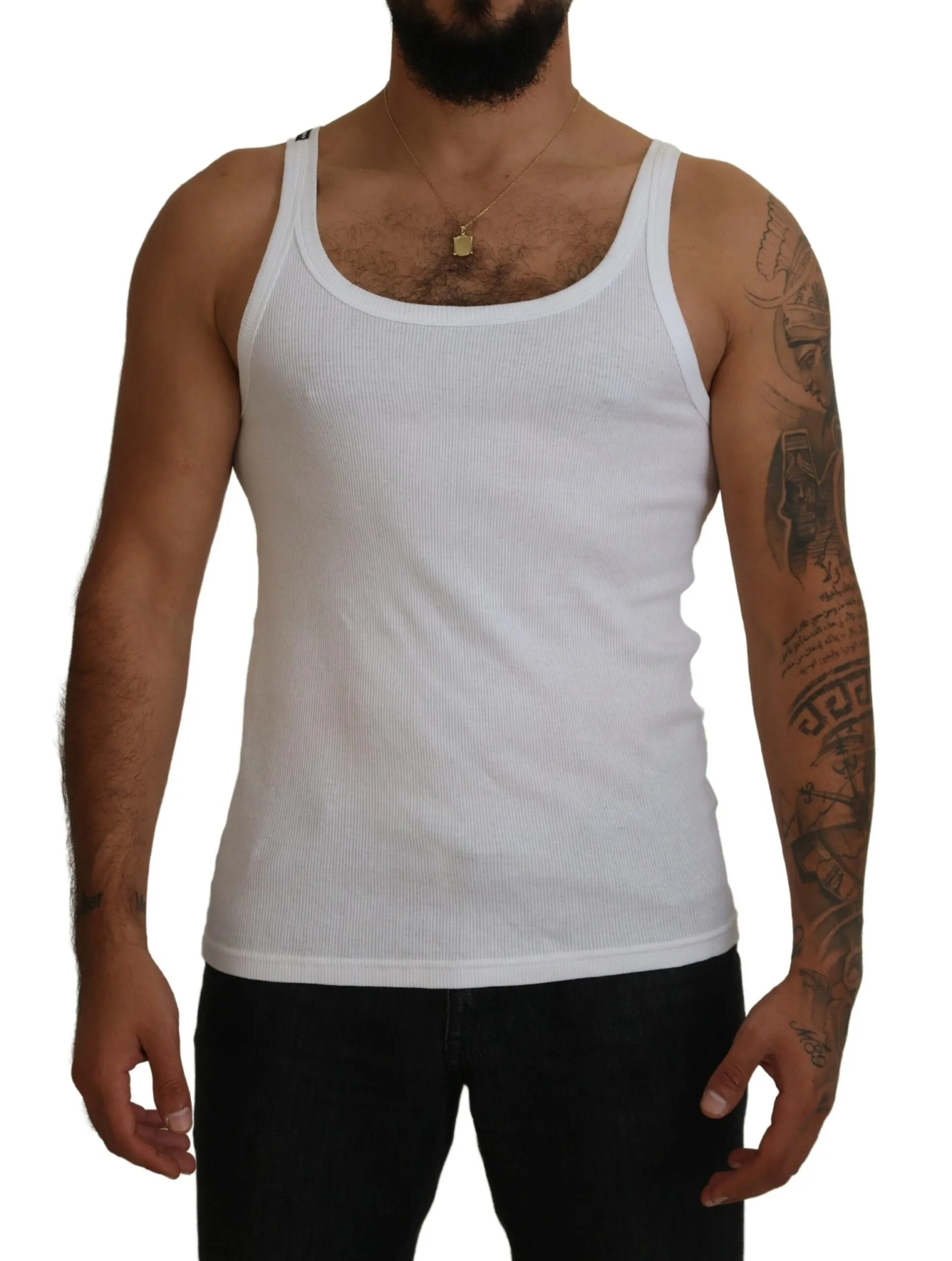 Dolce & Gabbana Men's Elegant White Sleeveless Tank T-Shirt