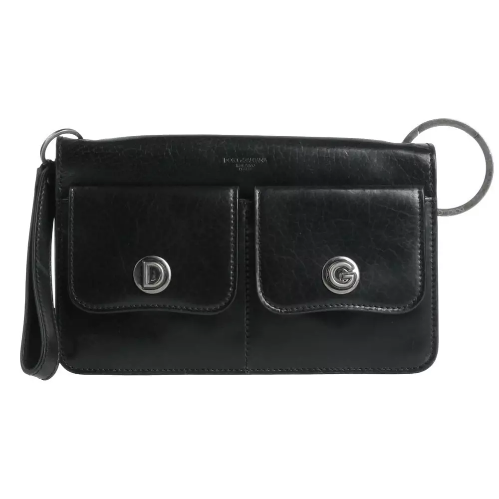 Dolce & Gabbana Men's Elegant Calfskin Shoulder Bag with Metal Logo
