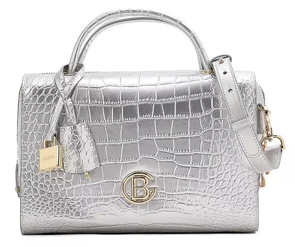 Baldinini Trend Women's Elegant Silver Python Bowling Bag