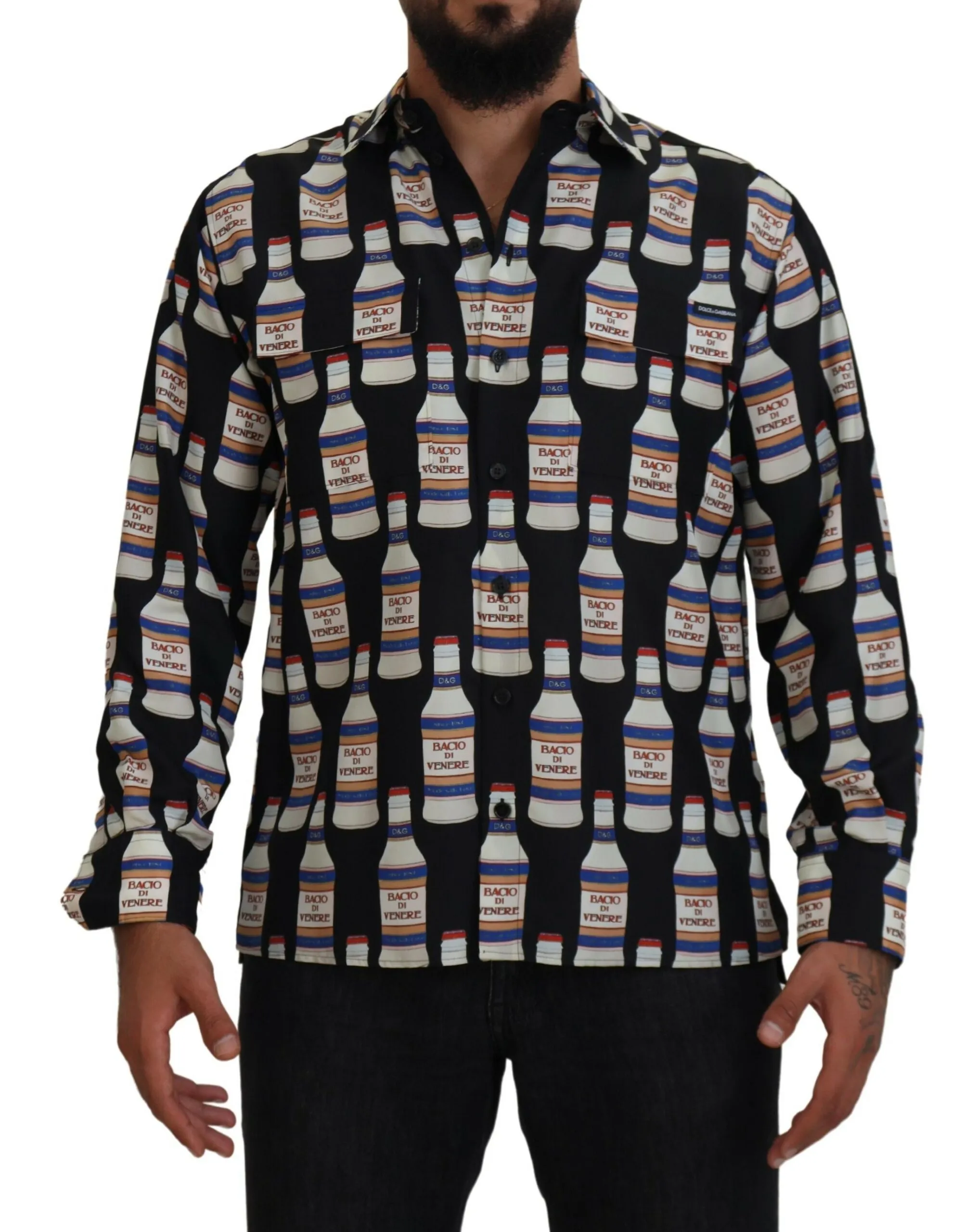 Dolce & Gabbana Men's Elegant Silk Casual Long Sleeve Shirt