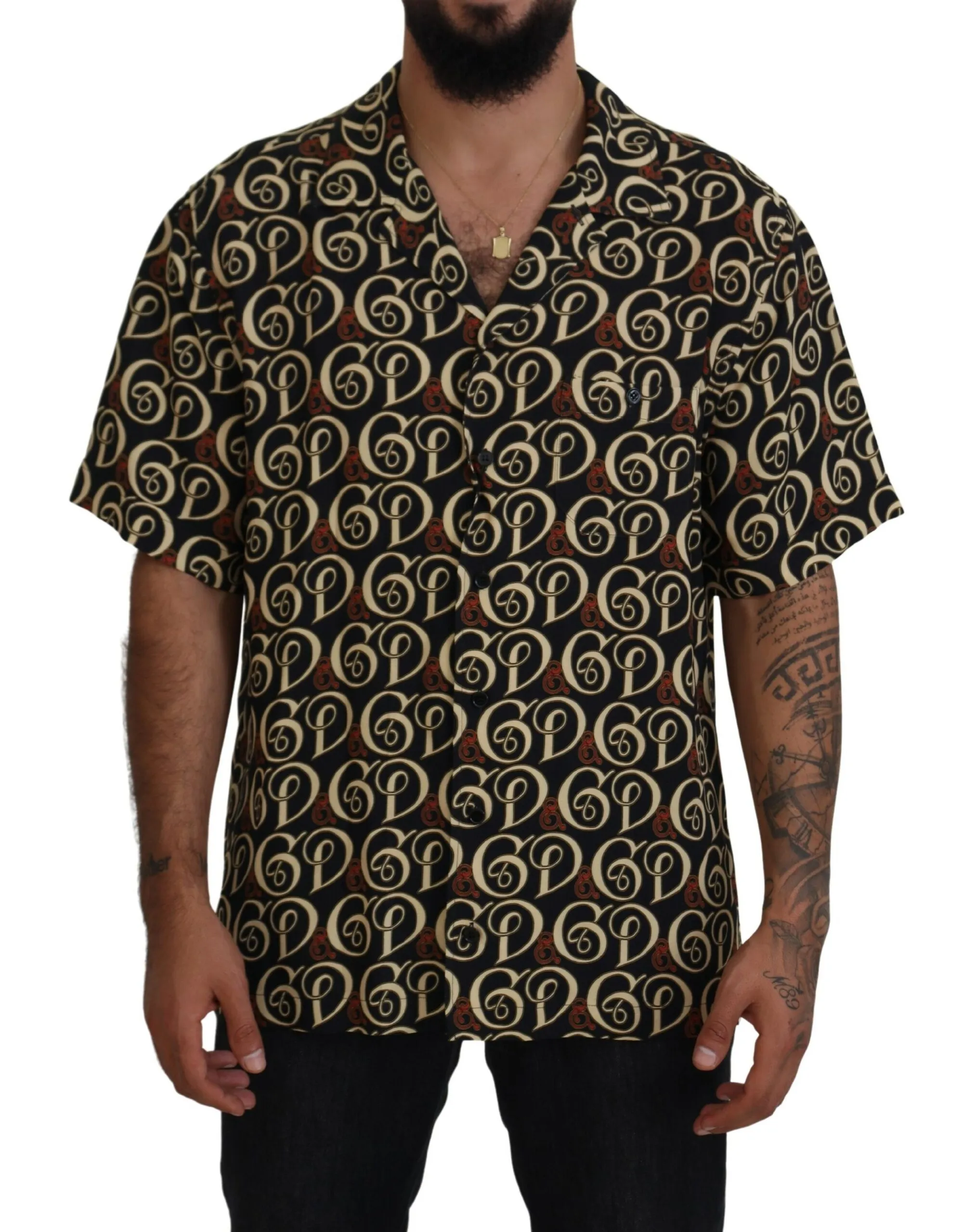 Dolce & Gabbana Men's Multicolor Viscose Short Sleeve Shirt