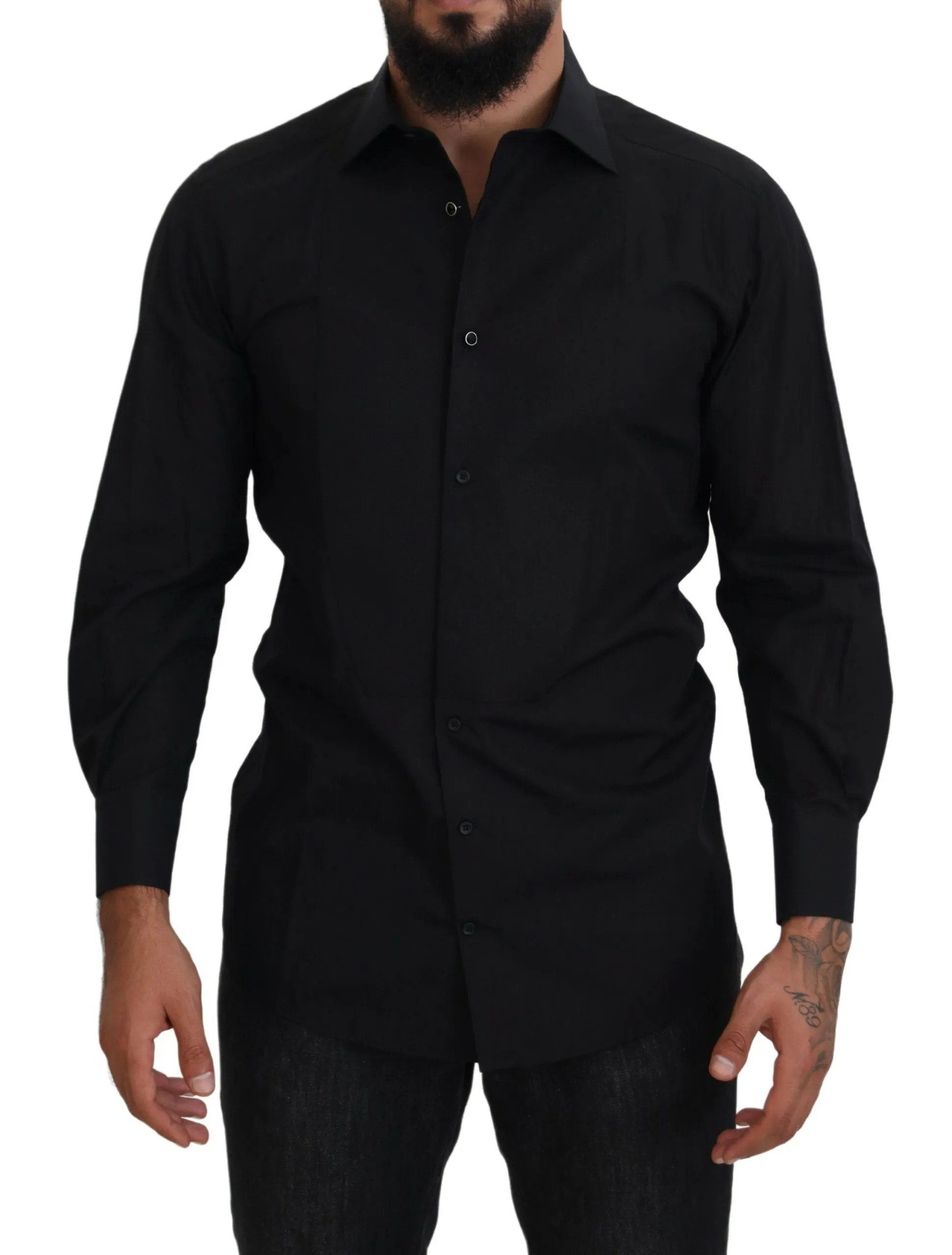 Dolce & Gabbana Men's Elegant Black Formal Long Sleeve Shirt