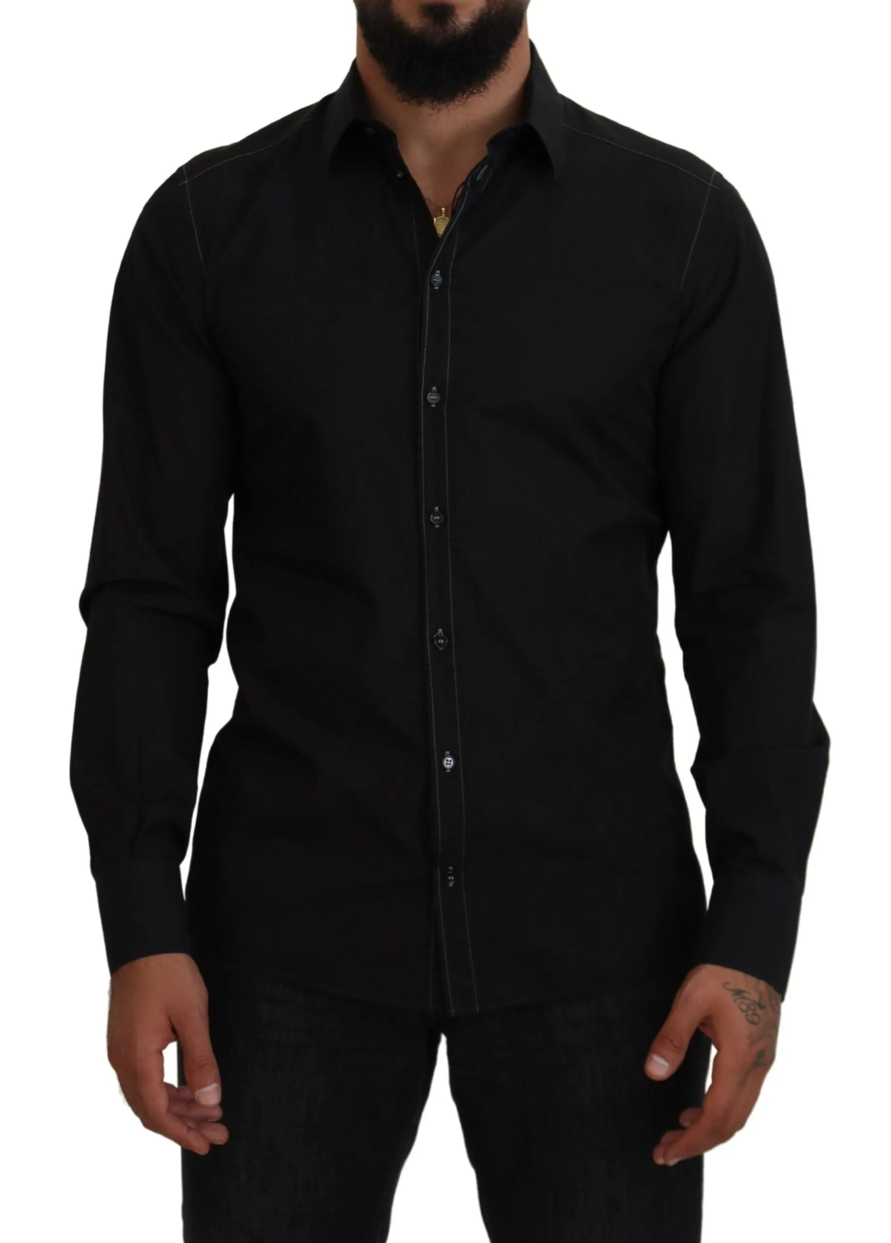 Dolce & Gabbana Men's Elegant Black Formal Cotton Shirt