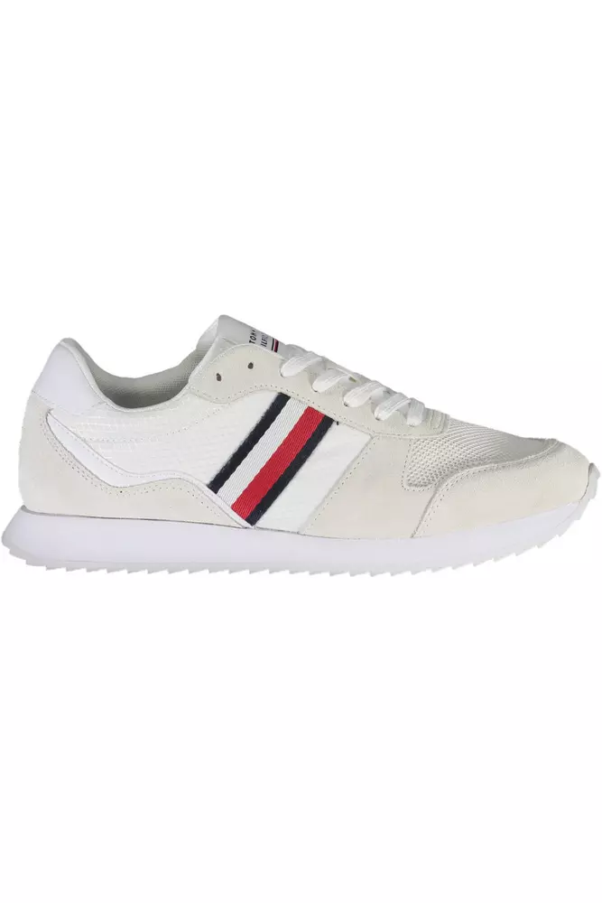 Tommy Hilfiger Men's Eco-Conscious White Sneakers With Logo Accent
