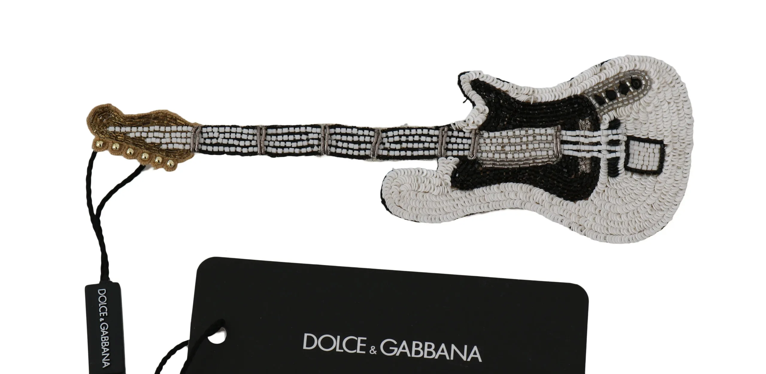 Dolce & Gabbana Women's Gold Sequined Guitar Pin Brooch