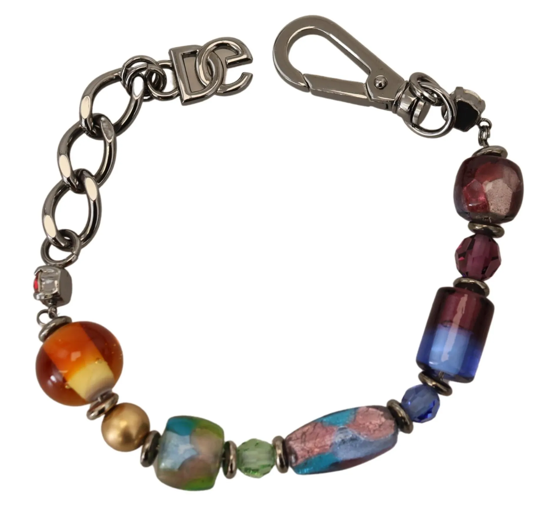 Dolce & Gabbana Women's Multicolor Beaded Silver Chain Bracelet
