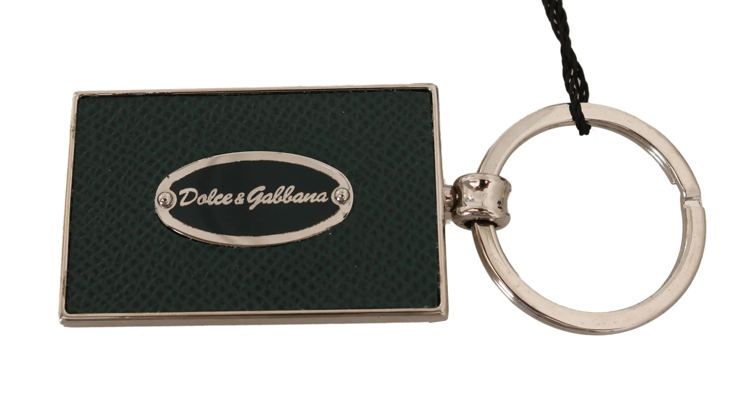 Dolce & Gabbana Men's Elegant Green Leather Keychain