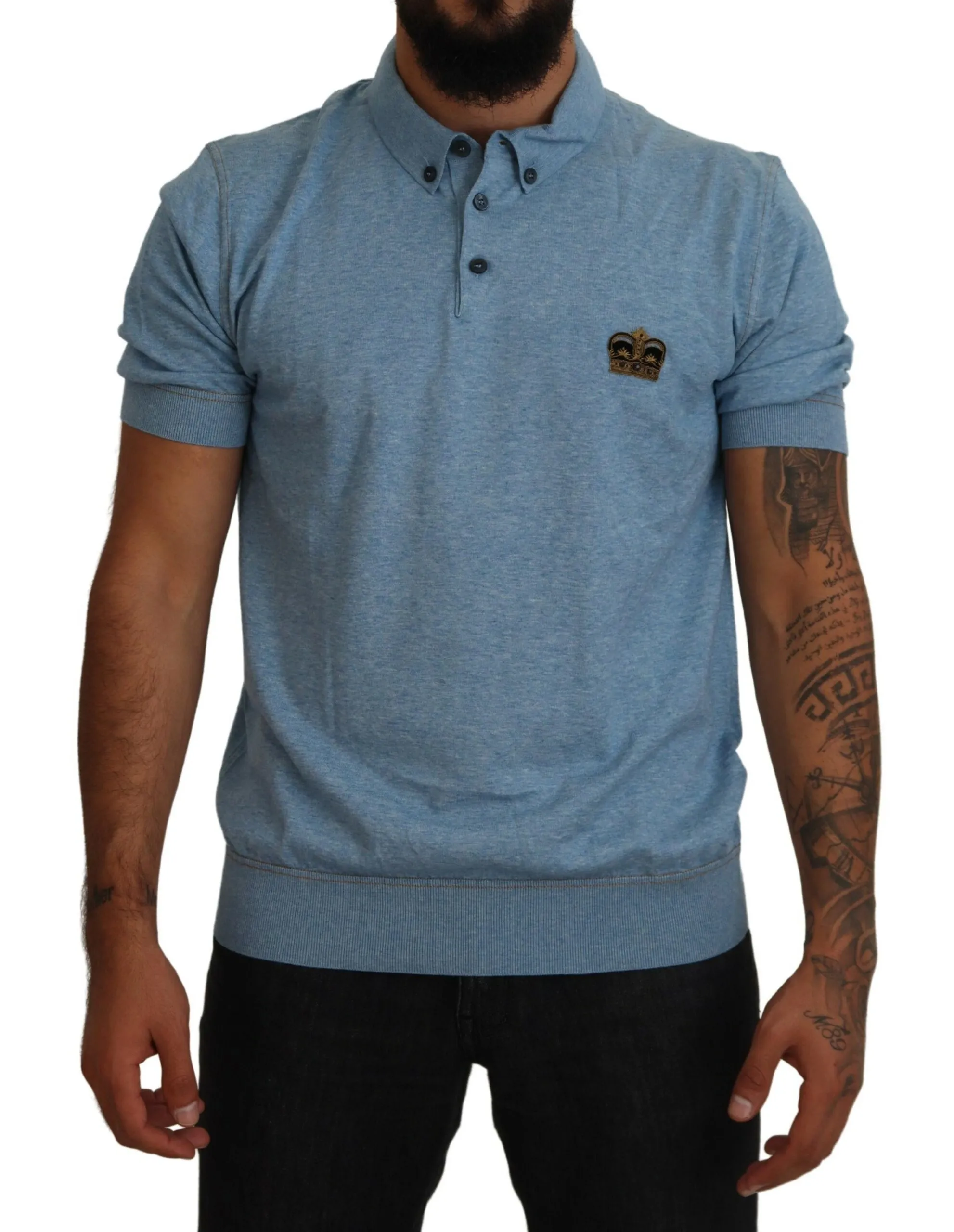 Dolce & Gabbana Men's Regal Crown Polo Tee in Blue