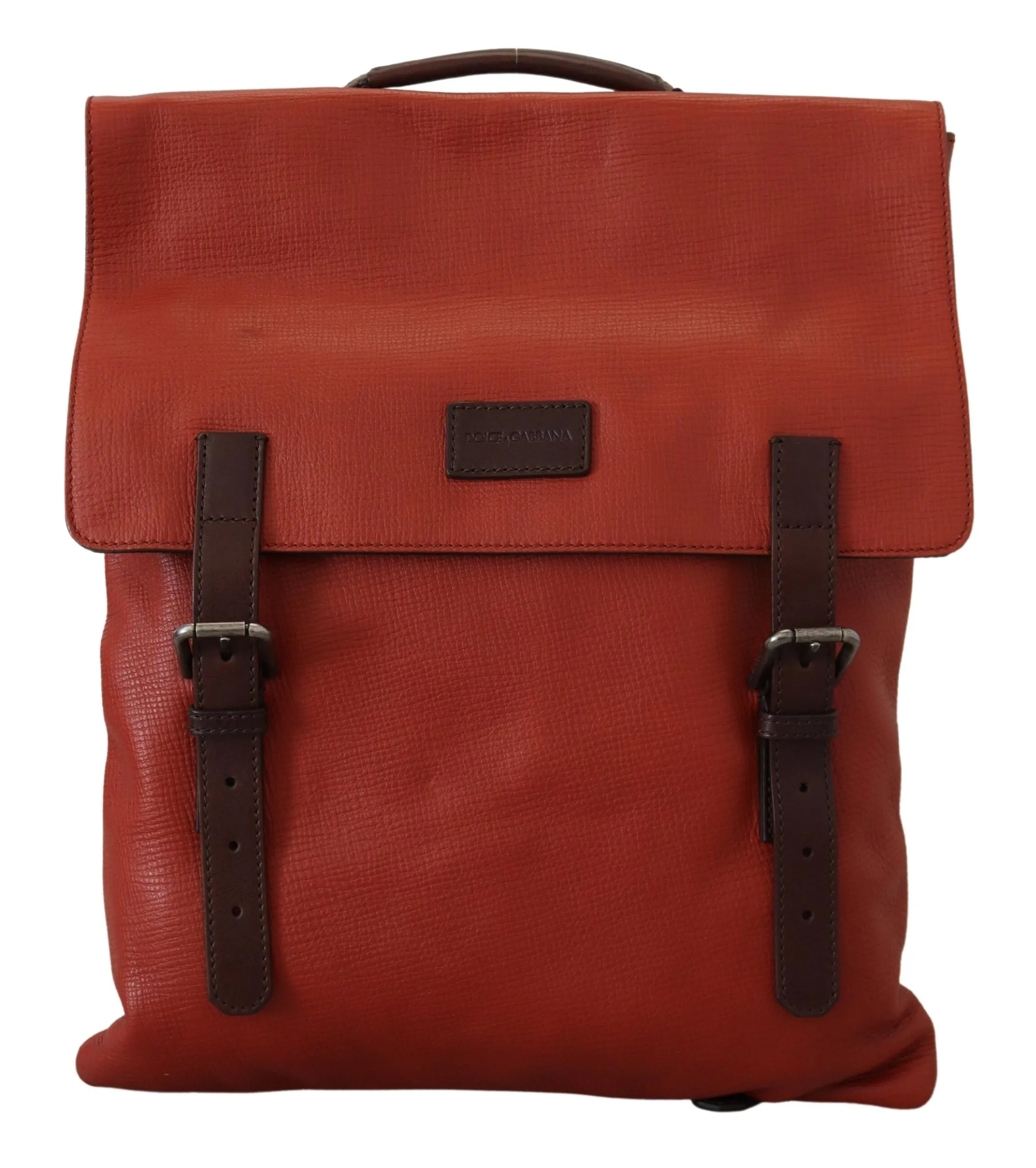 Dolce & Gabbana Men's Elegant Calfskin Leather Backpack in Orange