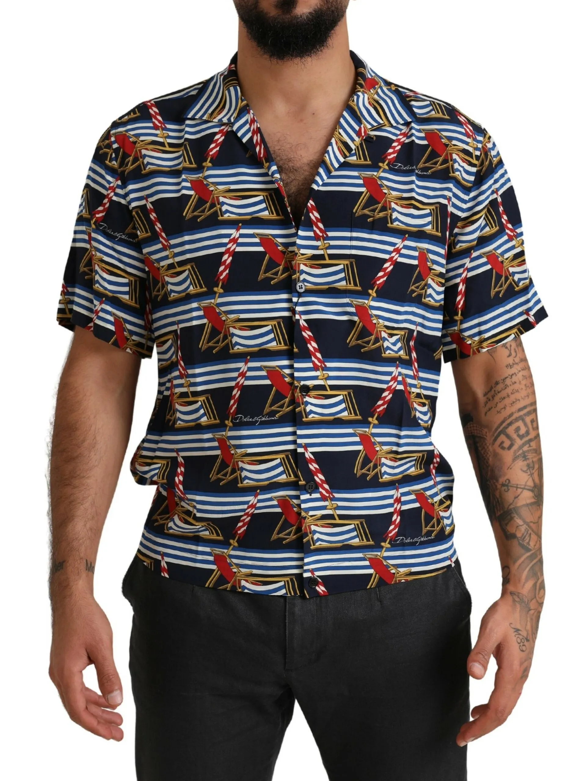 Dolce & Gabbana Men's Elegant Multicolor Silk Casual Shirt