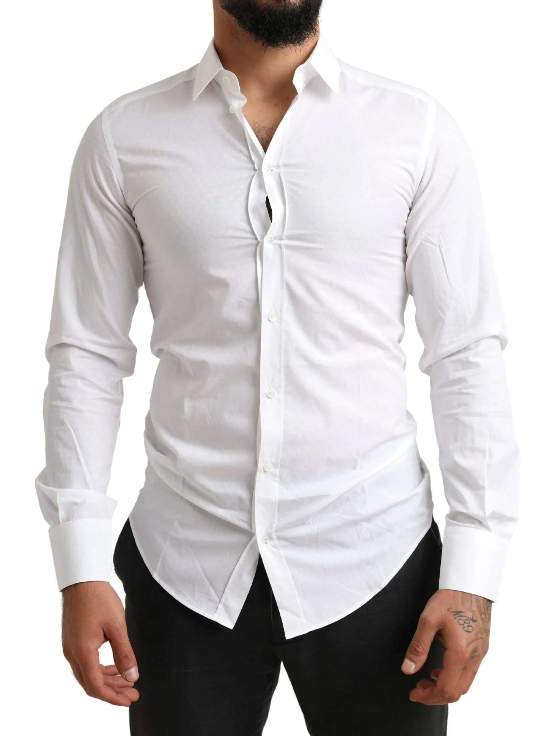 Dolce & Gabbana Men's Elegant Slim Fit White Cotton Dress Shirt