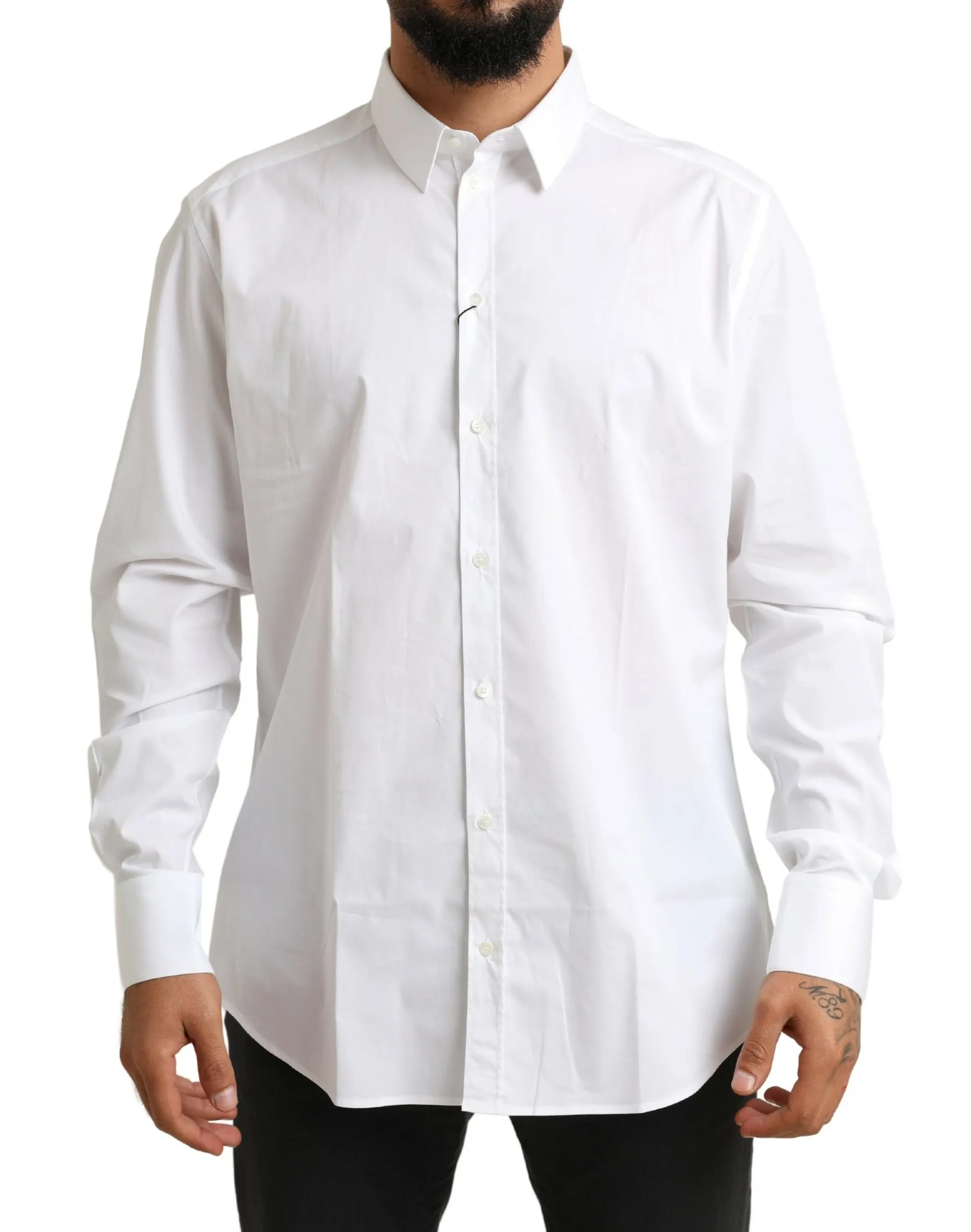 Dolce & Gabbana Men's Elegant White Cotton Dress Shirt