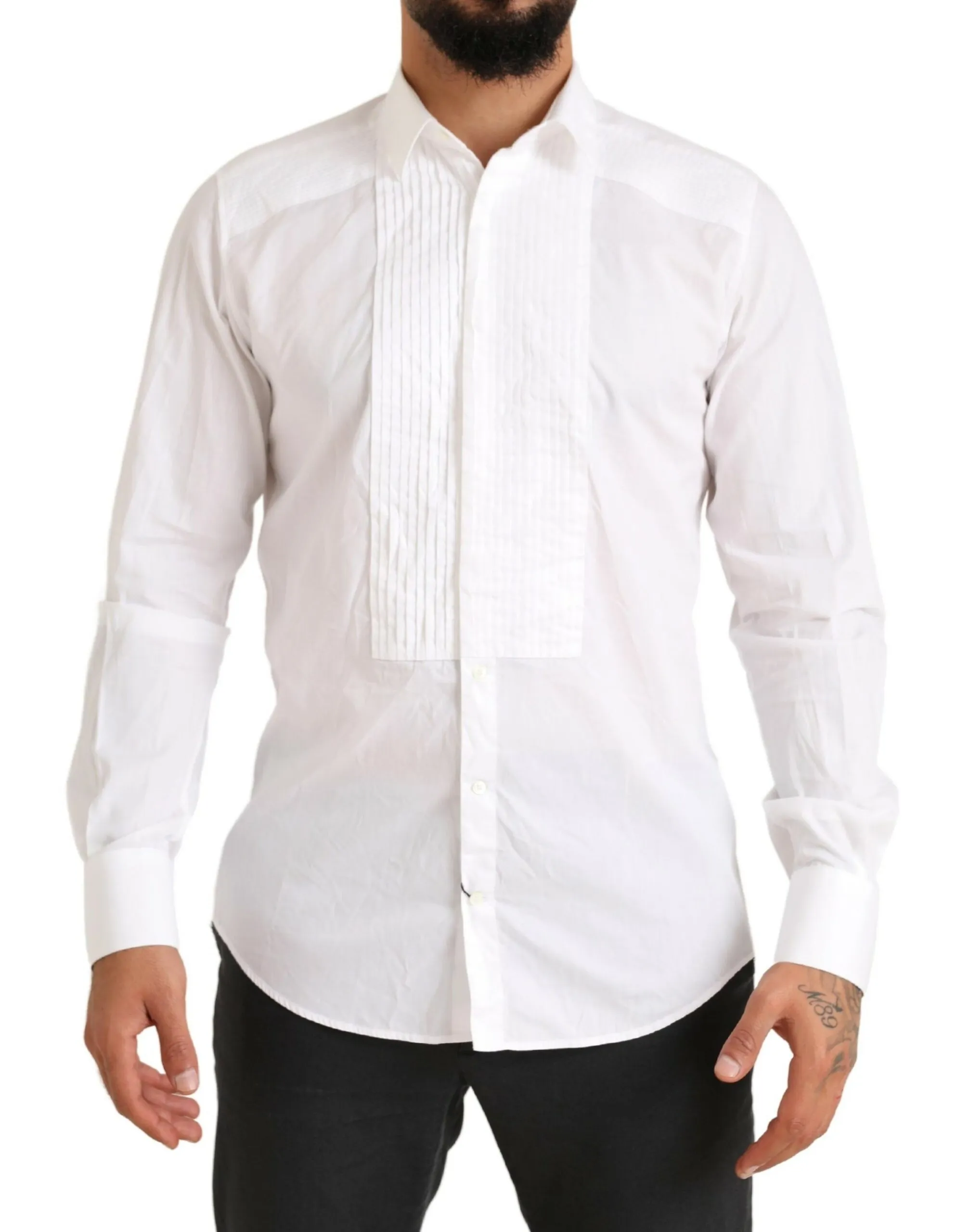 Dolce & Gabbana Men's Elegant White Slim Fit Cotton Dress Shirt