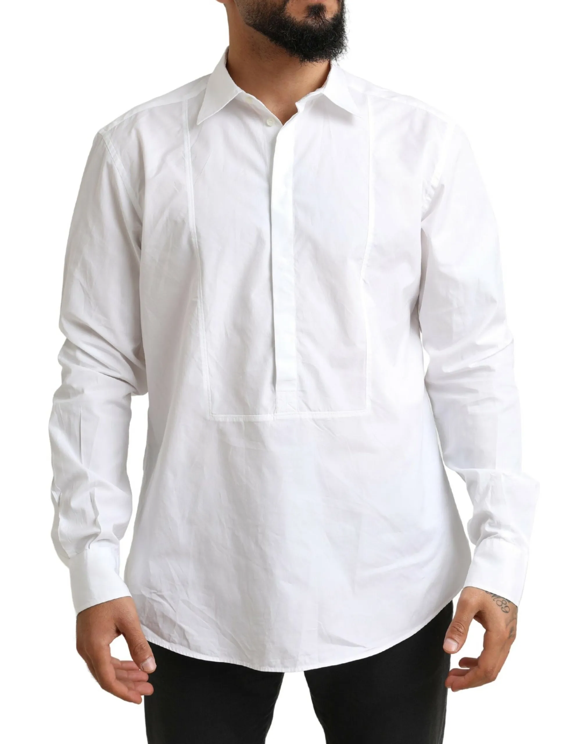 Dolce & Gabbana Men's Elegant White Cotton Dress Shirt