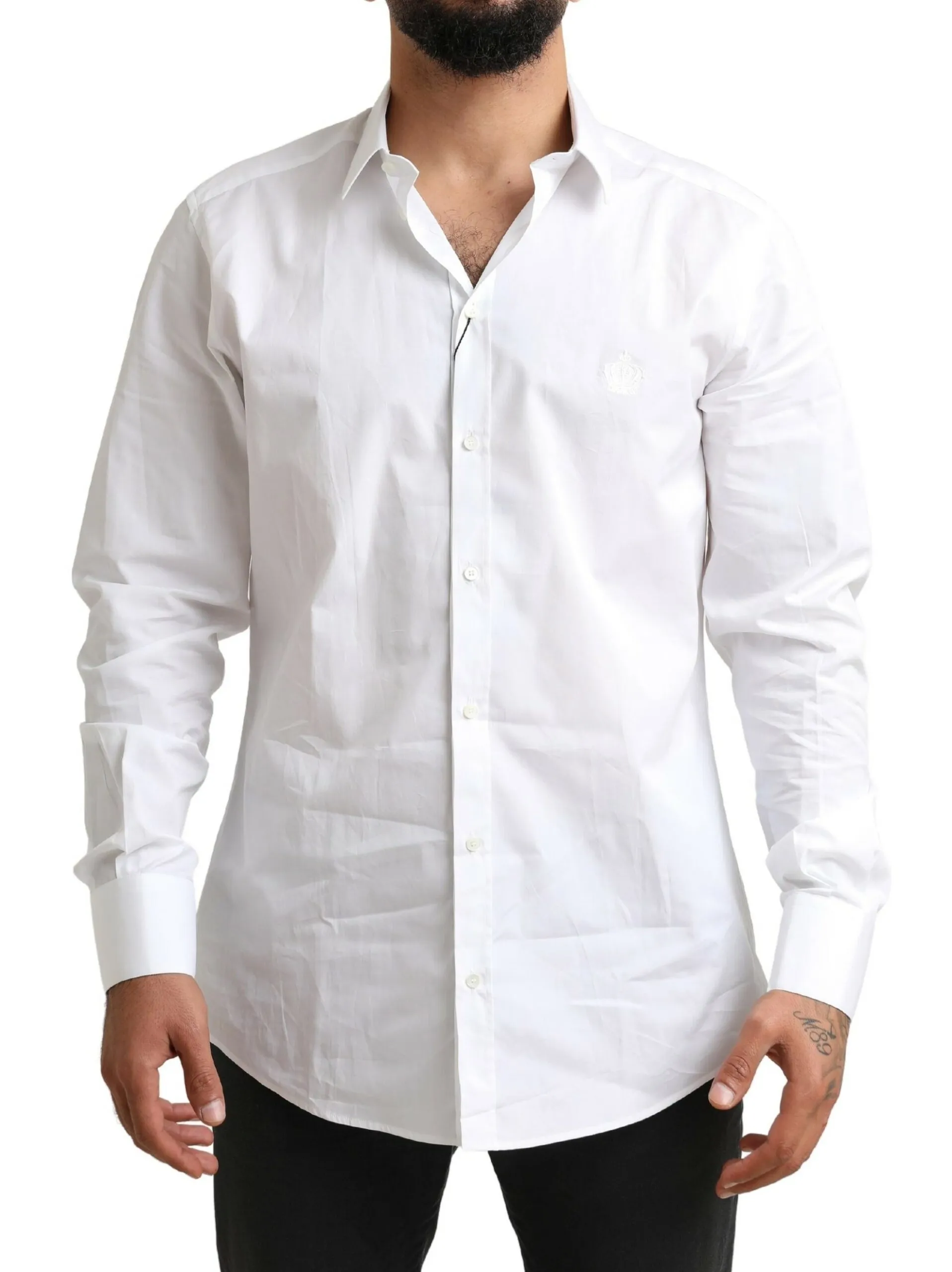 Dolce & Gabbana Men's Elegant White Cotton Dress Shirt