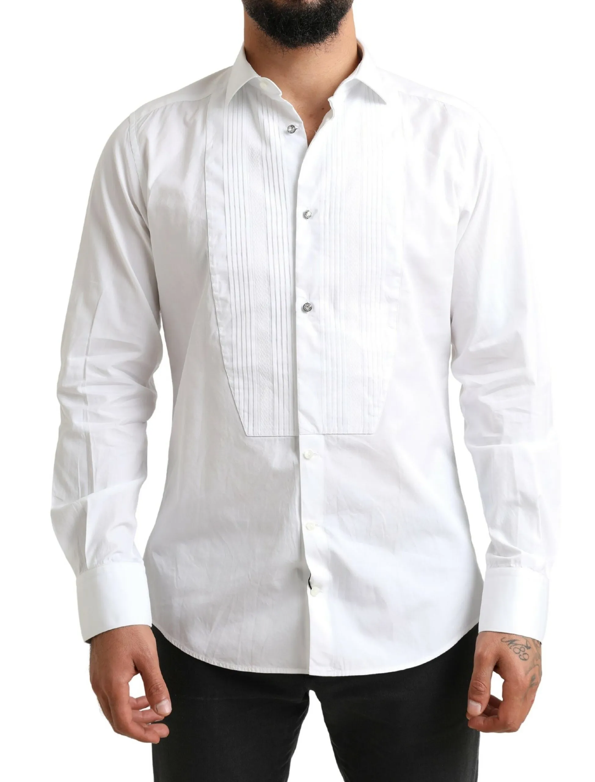 Dolce & Gabbana Men's Elegant White Cotton Dress Shirt for Men