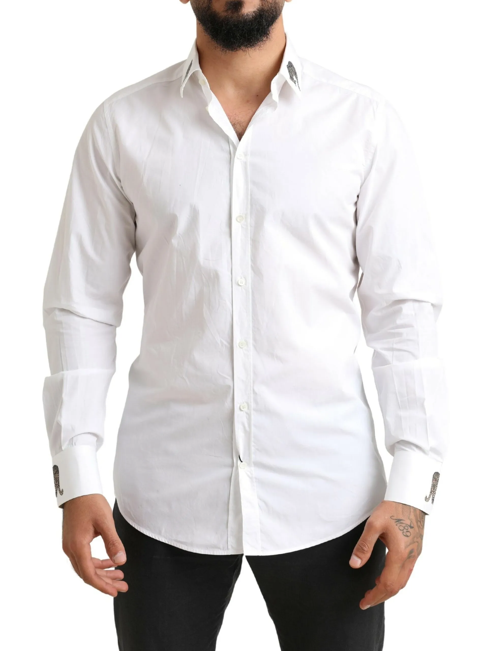 Dolce & Gabbana Men's Italian Elegance Slim Fit White Cotton Shirt