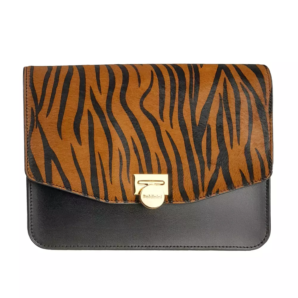 Baldinini Trend Women's Zebra Print Flap Calfskin Shoulder Bag