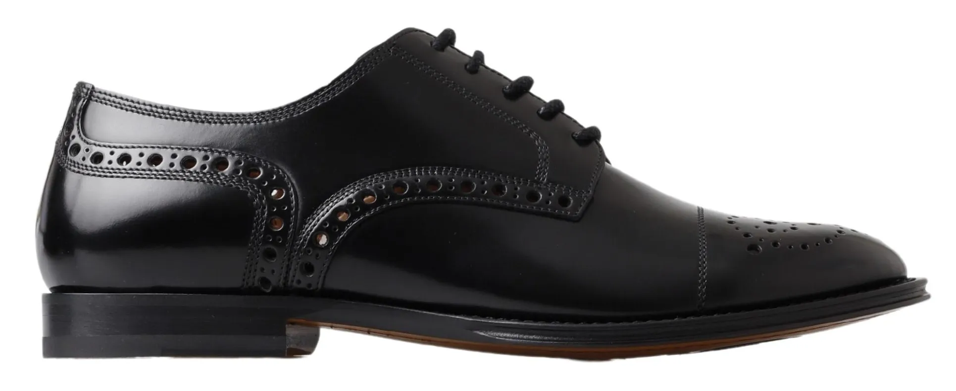 Dolce & Gabbana Men's Elegant Black Leather Oxford Wingtip Shoes
